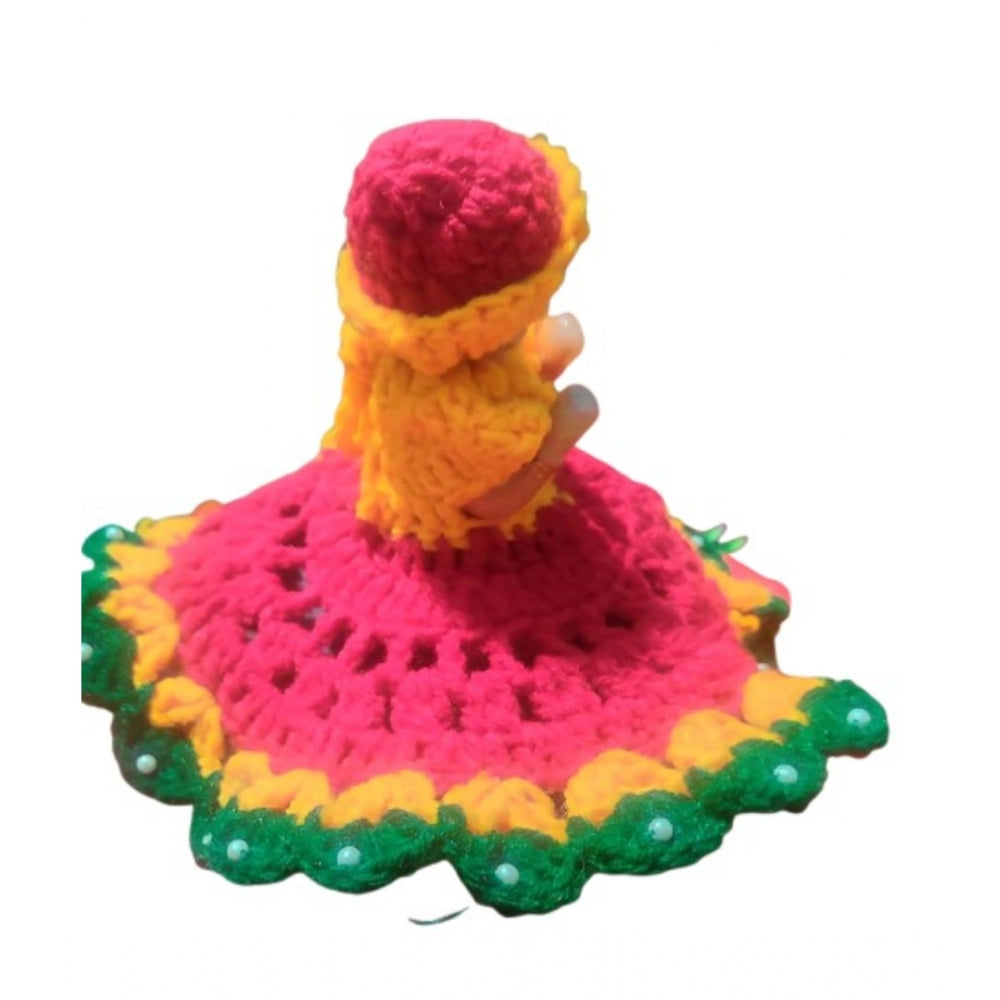 Laddu Gopal Tharad Dress Size: 0 To 6 — Red-Yellow-Green