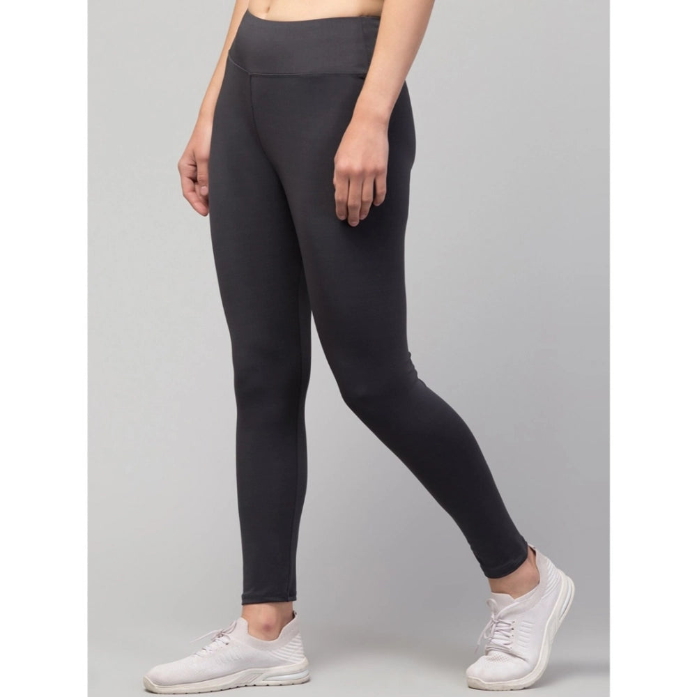 Women's Solid Ankle Length High-Rise Tights — Grey