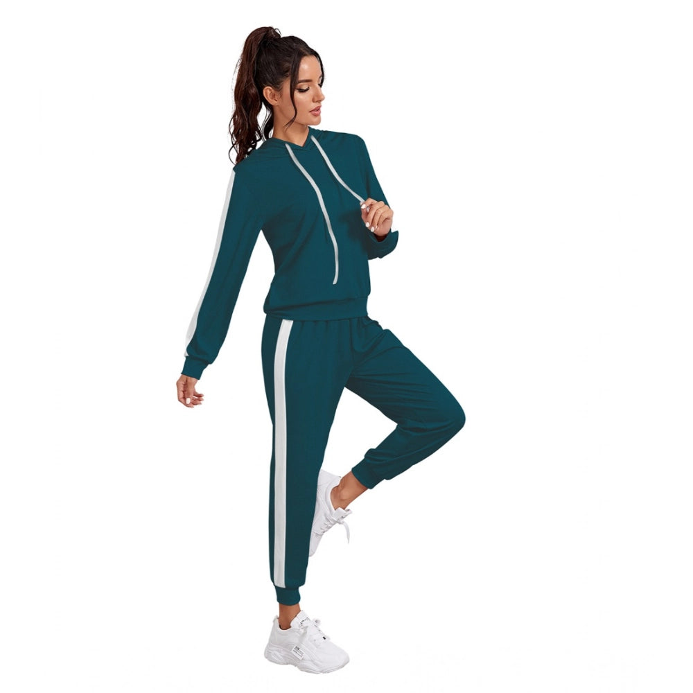 Women's Knitting Stretchable Solid Hooded Neck Full Sleeve Track — Morpich