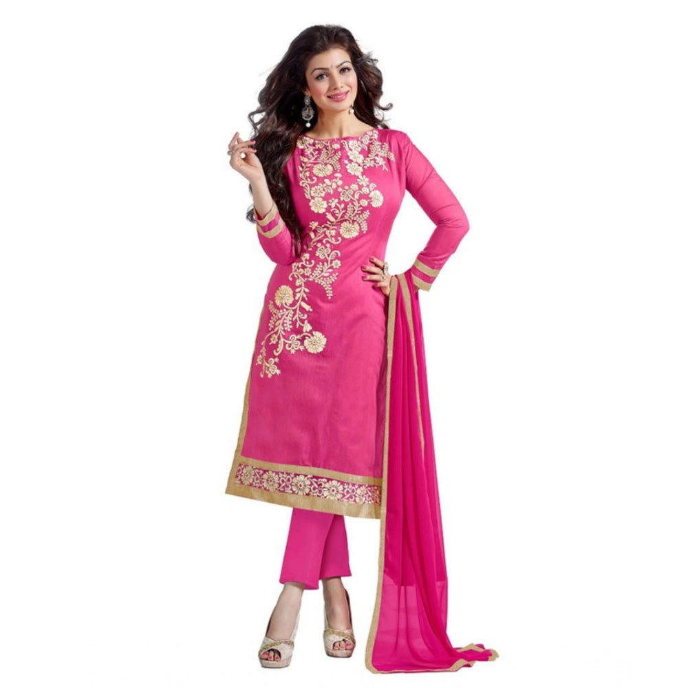Women's Chanderi Unstitched Salwar Suit-Material — Pink · 7PNK