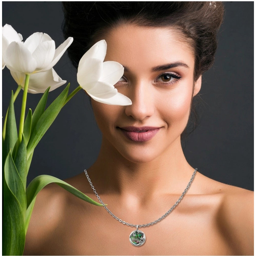 Women's Stainless Steel Galaxy Pendent Delicate Chain — Silver Plated