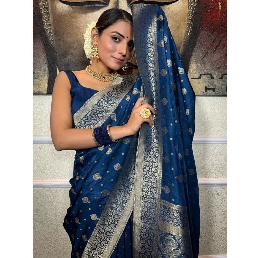 Women's Silk Printed Saree — Rama · Rama