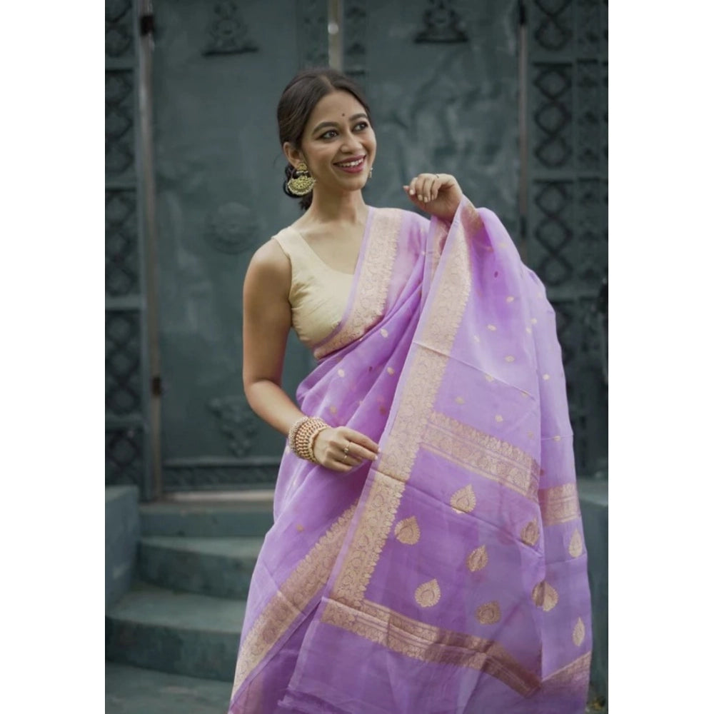 Women's Cotton Printed Saree — Lavender · Lvdr