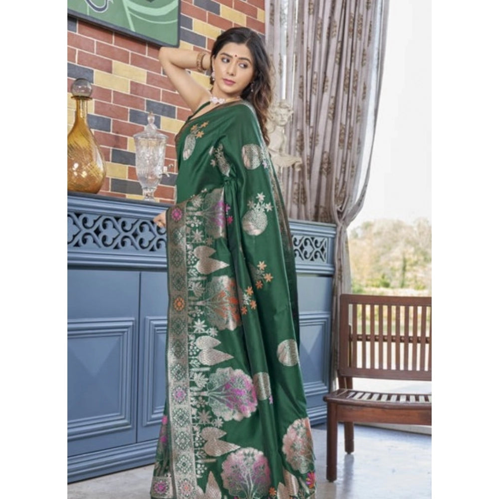 Women's Silk Printed Saree — Green · _Grn