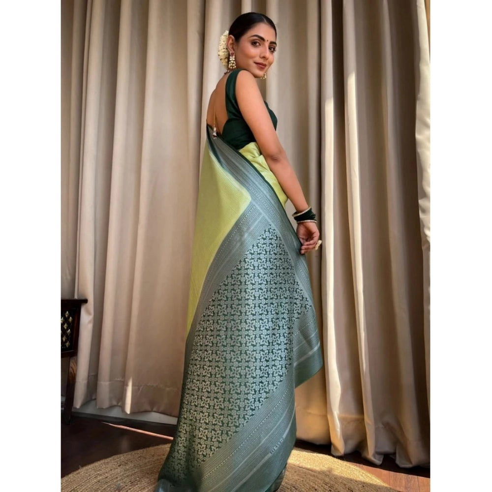 Women's Silk Printed Saree — Sea Green