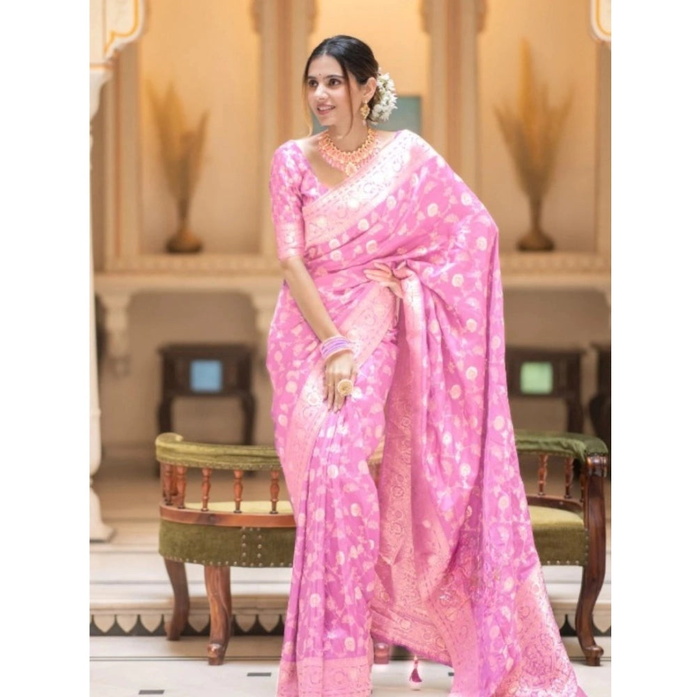Women's Silk Printed Saree — Pink · _Pnk