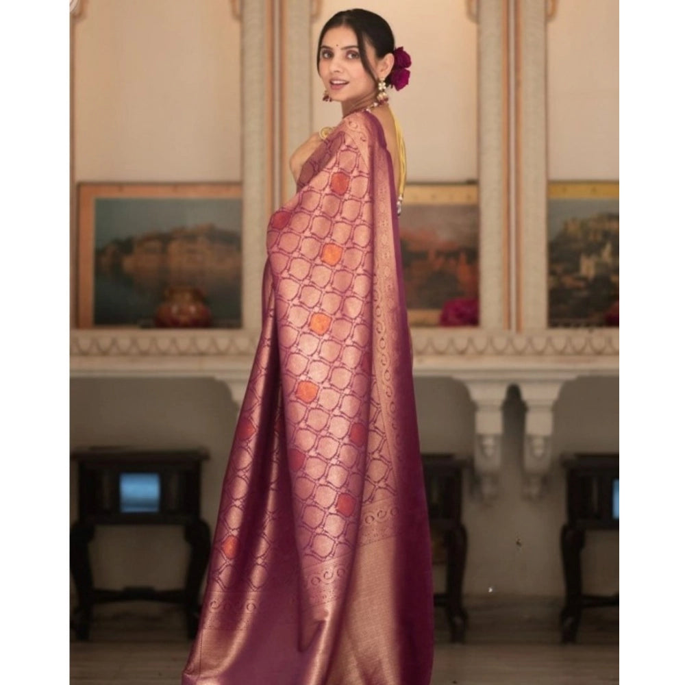 Women's Silk Printed Saree — Wine · Wine