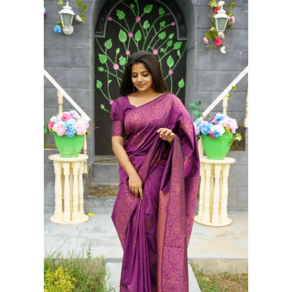 Women's Silk Printed Saree — Purple · Prpl