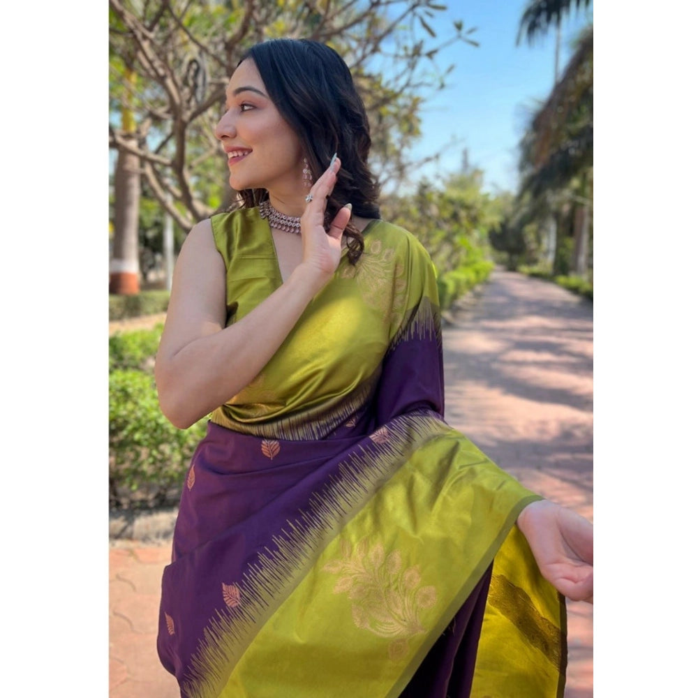 Women's Silk Printed Saree — Wine · Wine