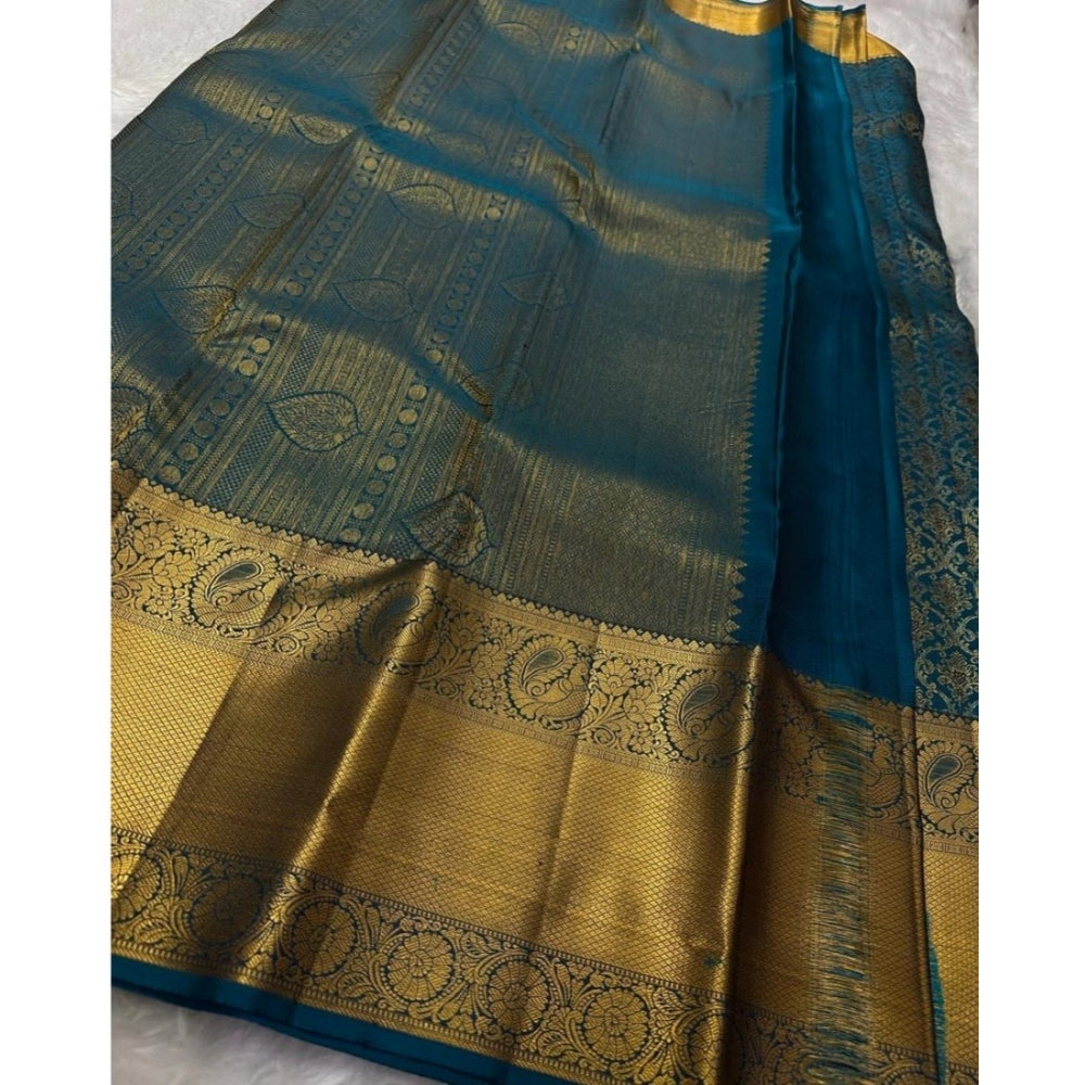 Women's Silk Printed Saree — Rama · Rama