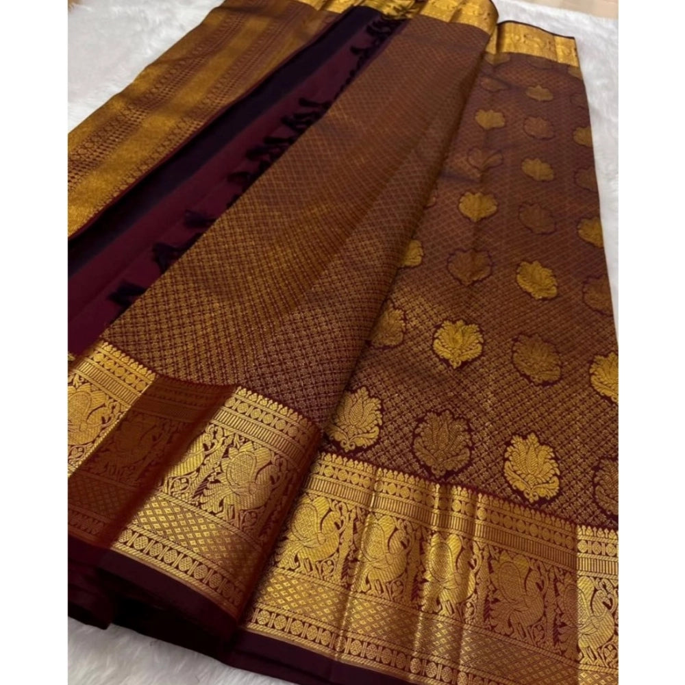 Women's Silk Printed Saree — Maroon · Mron