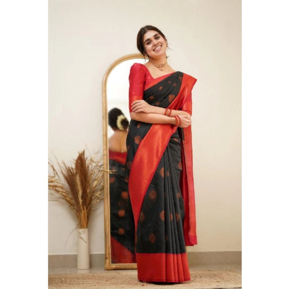 Women's Silk Printed Saree — Black · _Blk