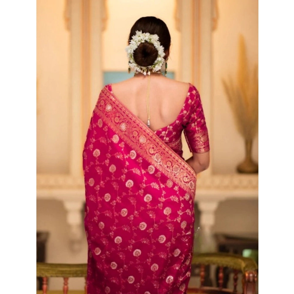 Women's Silk Printed Saree — Rani Pink · _Pnk