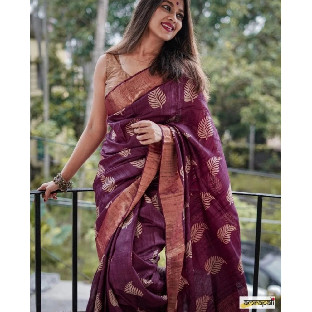 Women's Silk Printed Saree — Purple · Prpl