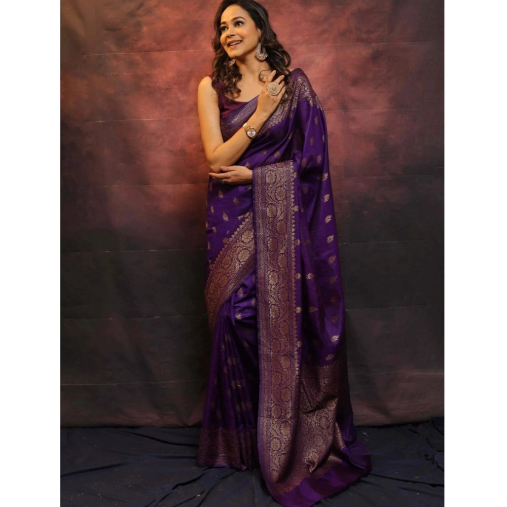 Women's Silk Printed Saree — Purple · Prpl