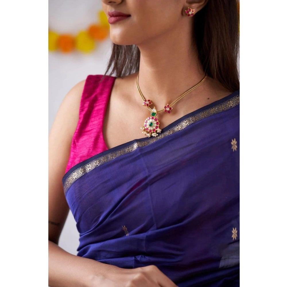 Women's Cotton Printed Saree — Blue