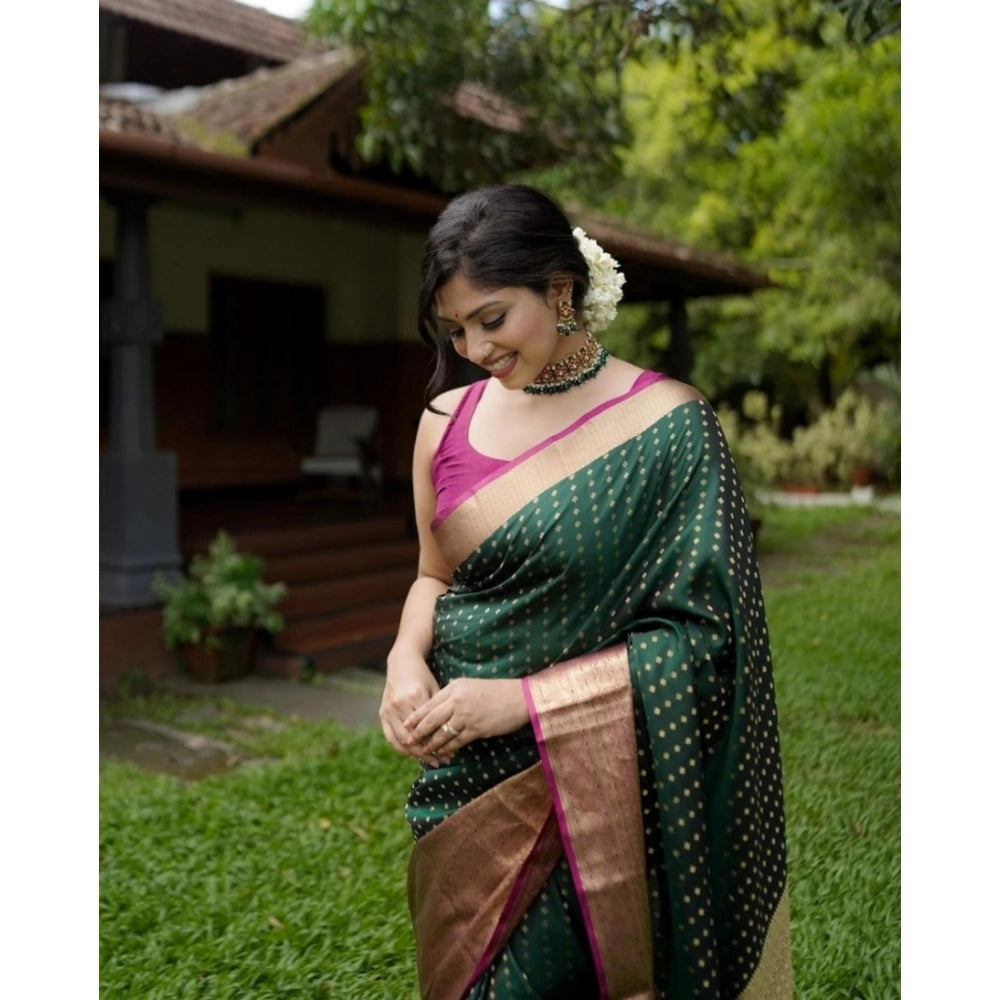 Women's Silk Printed Saree — Green · _Grn
