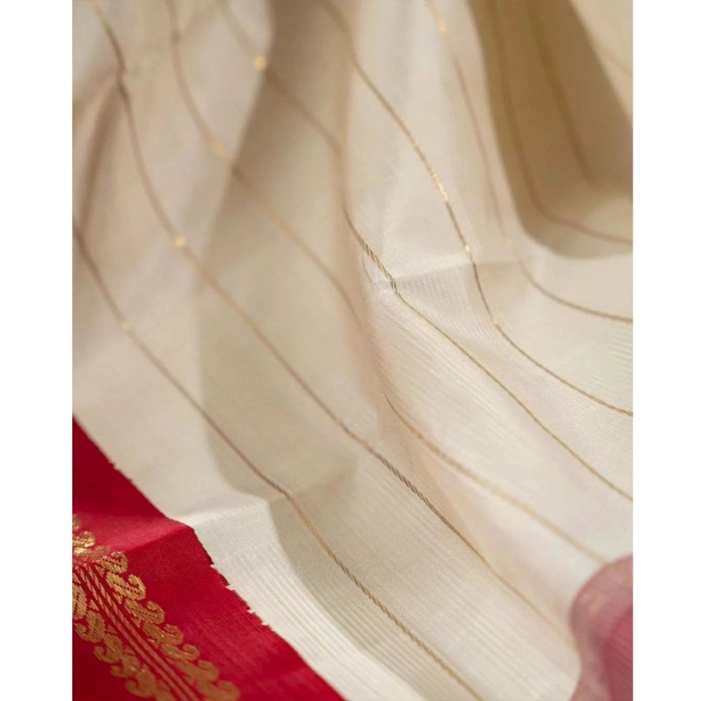 Women's Silk Printed Saree — Off White · _Wht