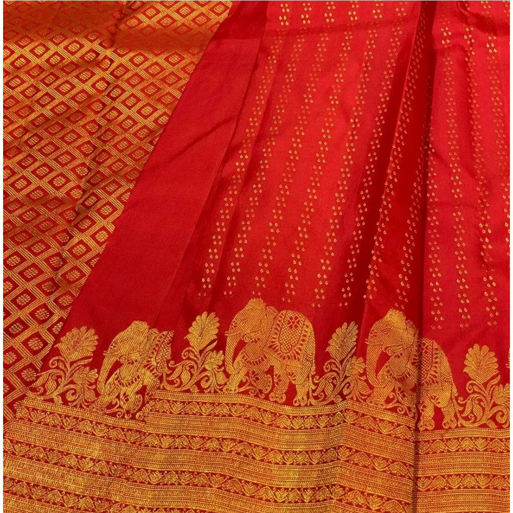 Women's Silk Printed Saree — Red · _Red