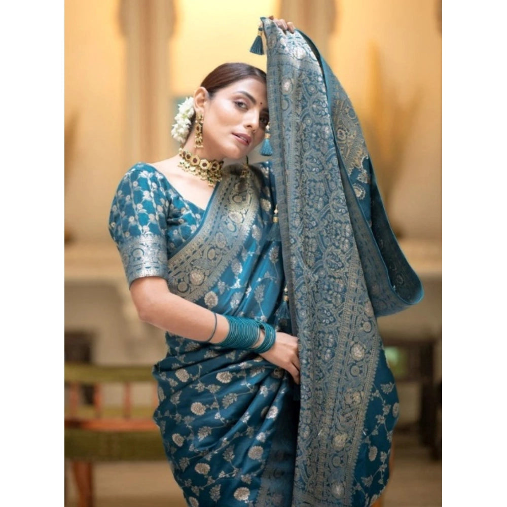 Women's Silk Printed Saree — Rama · Rama
