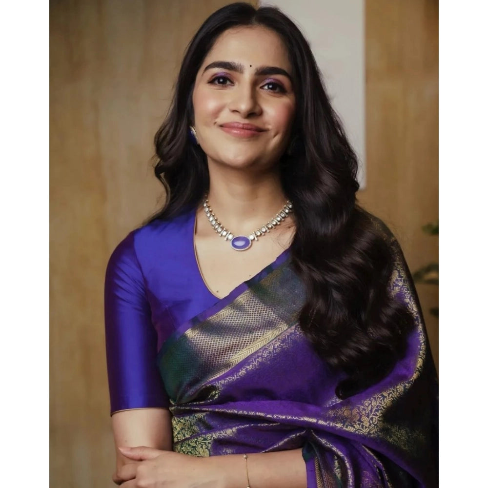 Women's Silk Printed Saree — Purple · Prpl