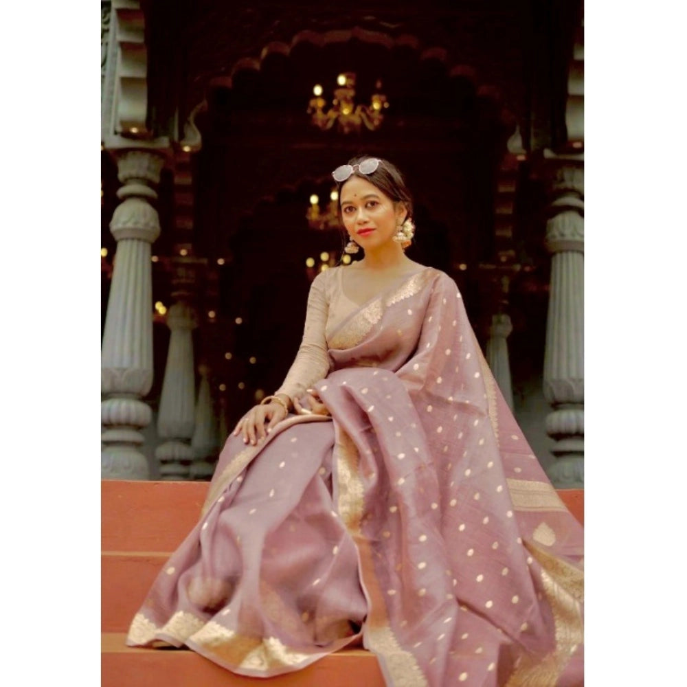 Women's Cotton Printed Saree — Rose Gold