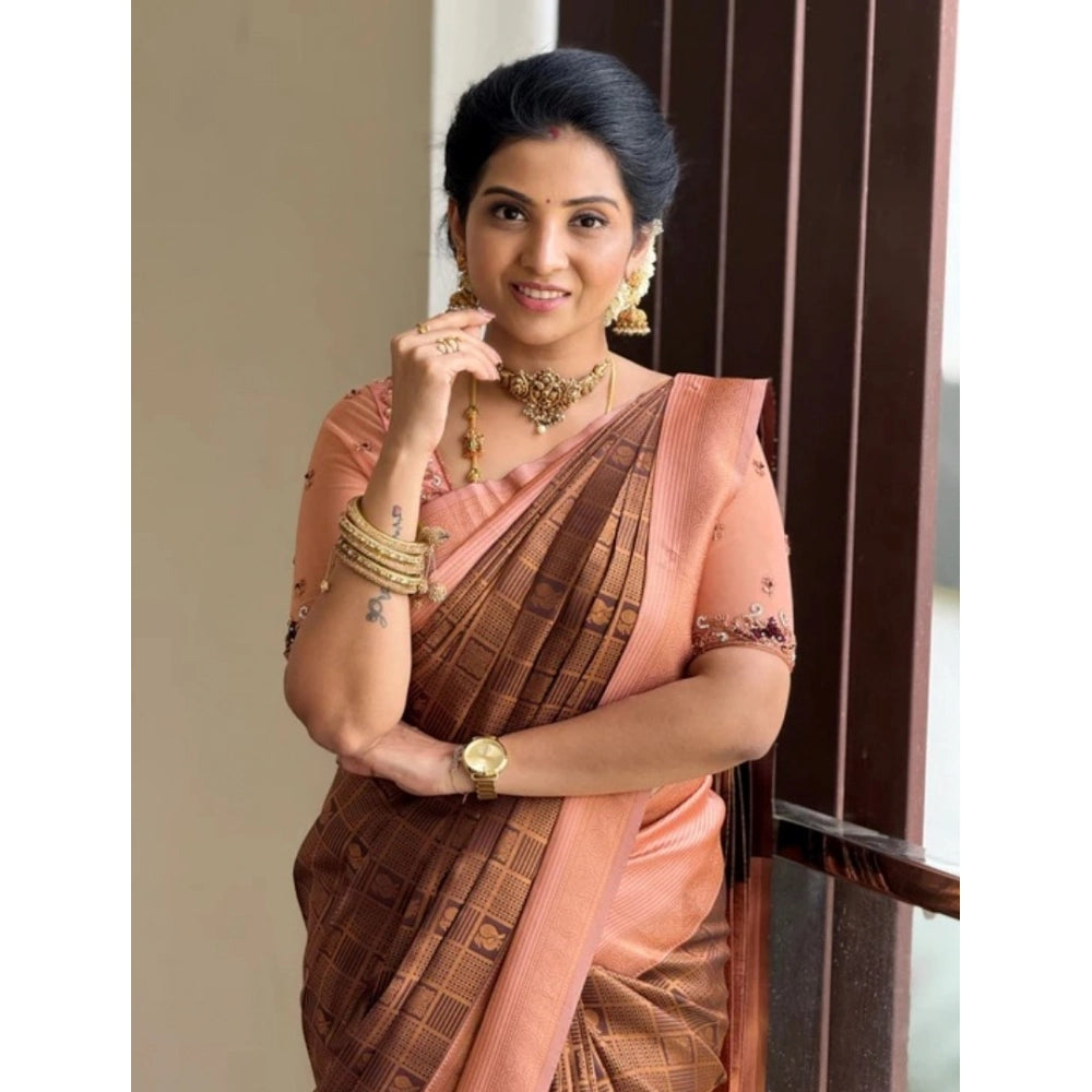 Women's Silk Printed Saree — Brown · _Cfe