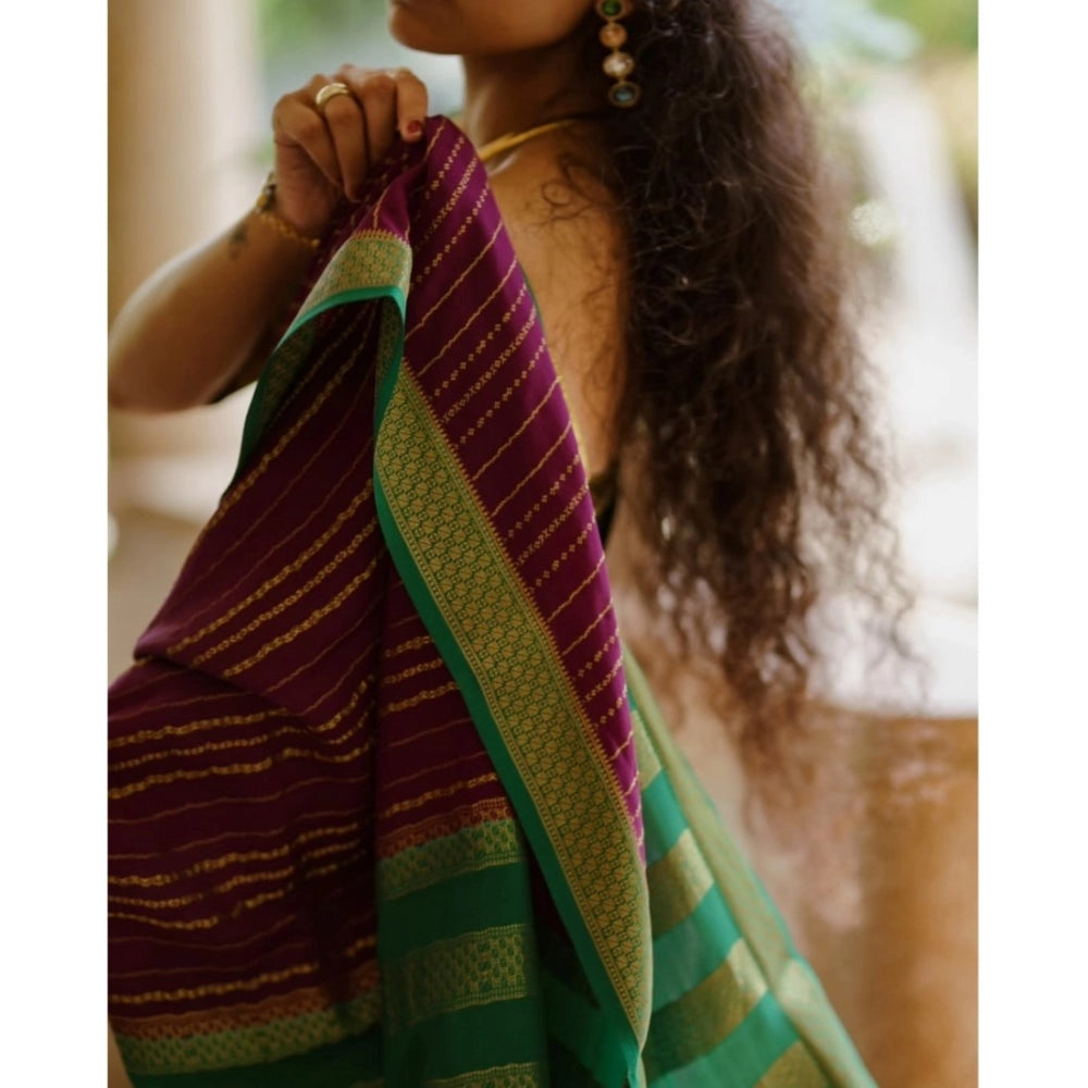 Women's Silk Printed Saree — Wine · Wine