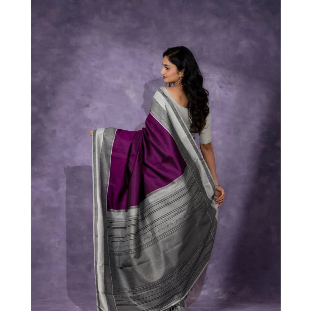 Women's Silk Printed Saree — Purple · Prpl