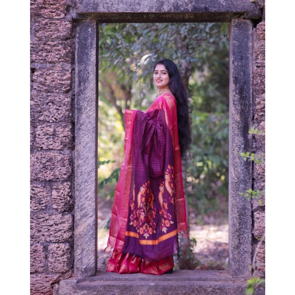 Women's Silk Printed Saree — Purple · Prpl