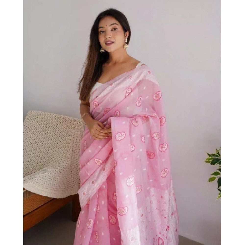 Women's Cotton Printed Saree — Pink · _Pnk