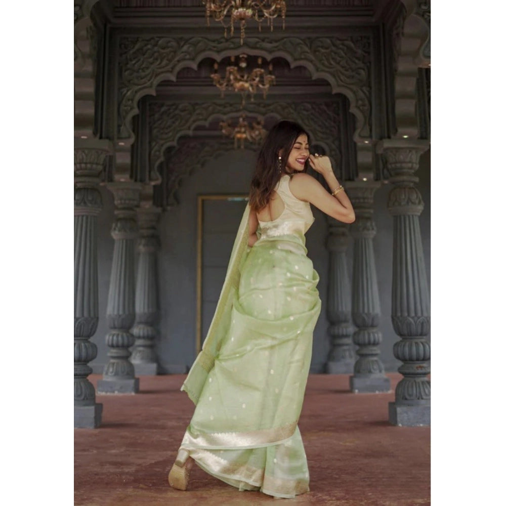 Women's Cotton Printed Saree — Pista · _Pst