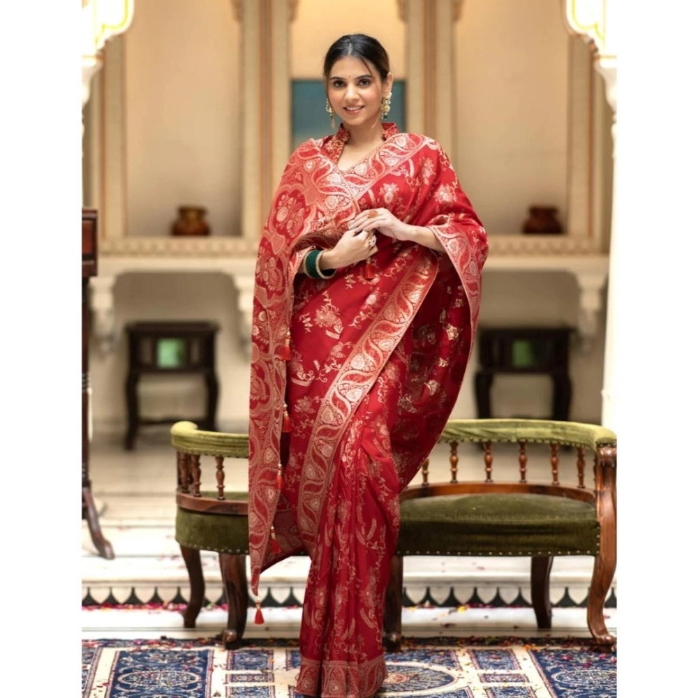 Women's Silk Printed Saree — Red · _Red