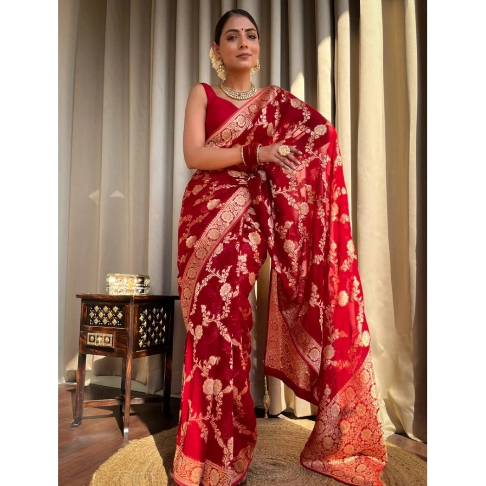 Women's Silk Printed Saree — Red · _Red