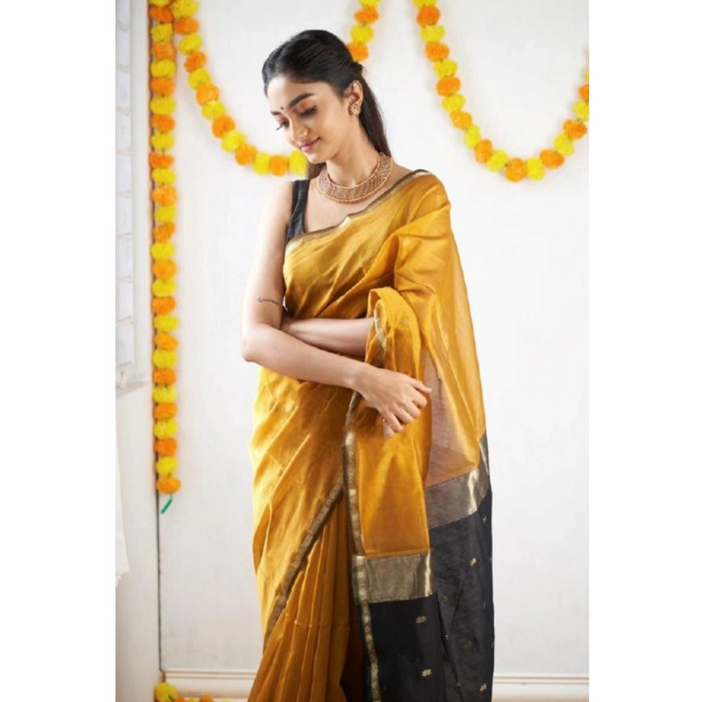 Women's Cotton Printed Saree — Yellow · Ylow