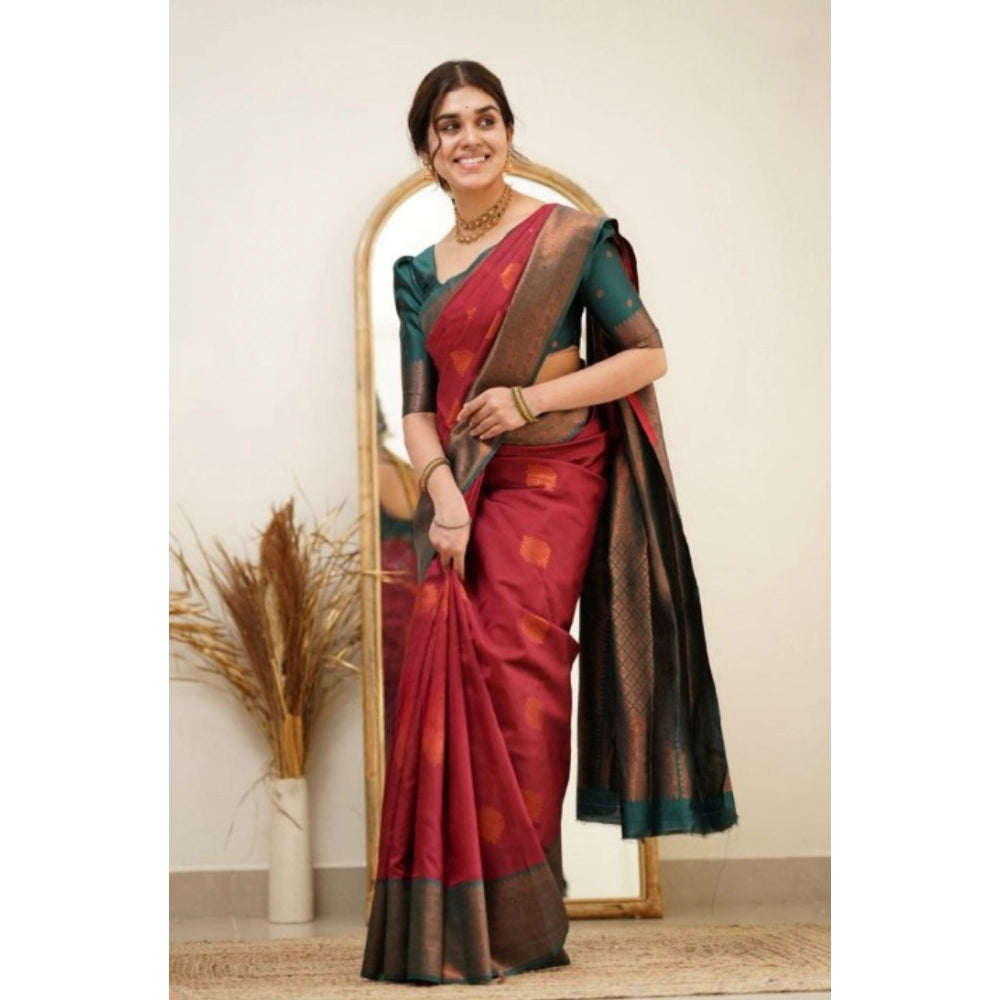 Women's Silk Printed Saree — Red · _Red
