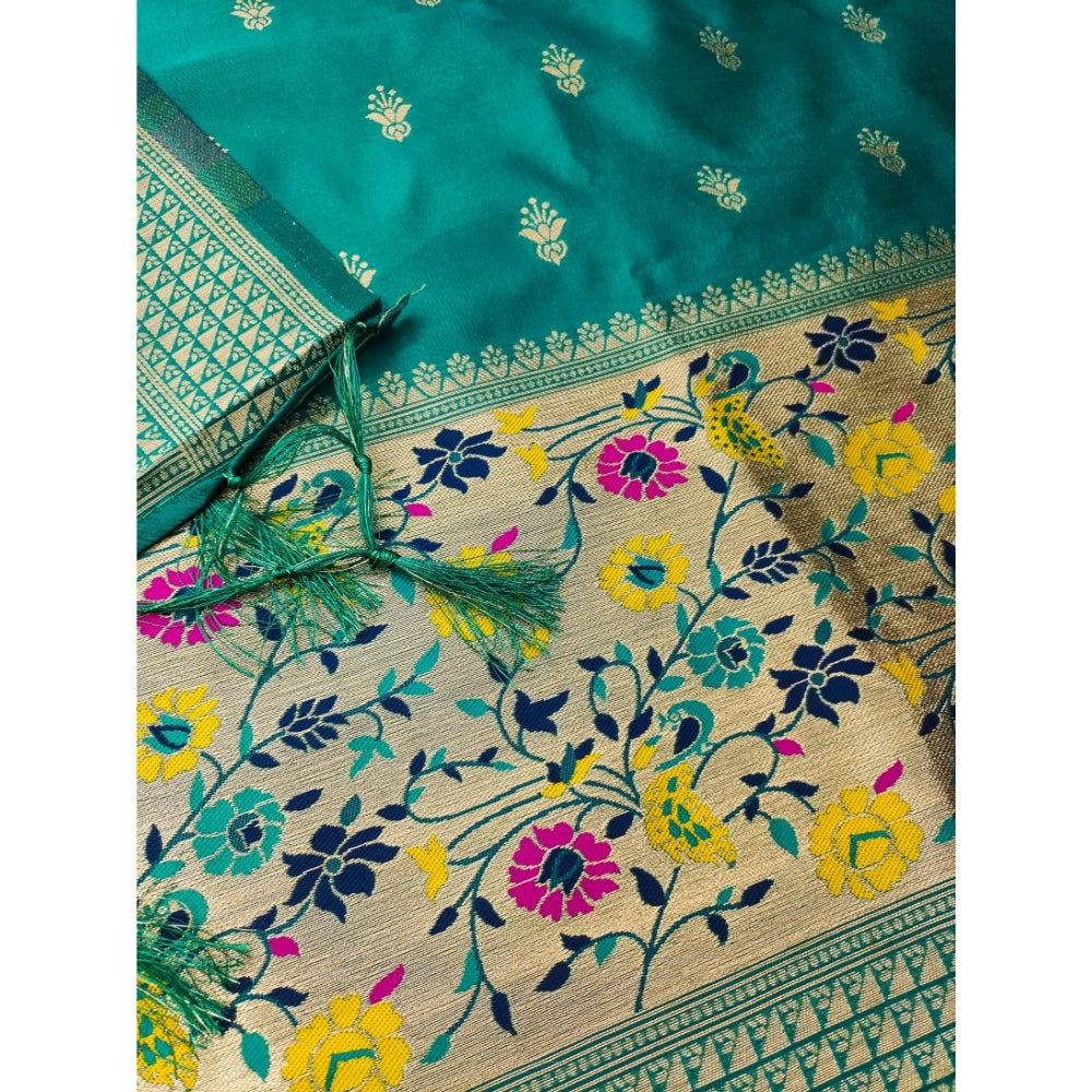 Women's Banarasi Silk Printed Unstitched Salwar Suit Material — Rama · 7_Rm