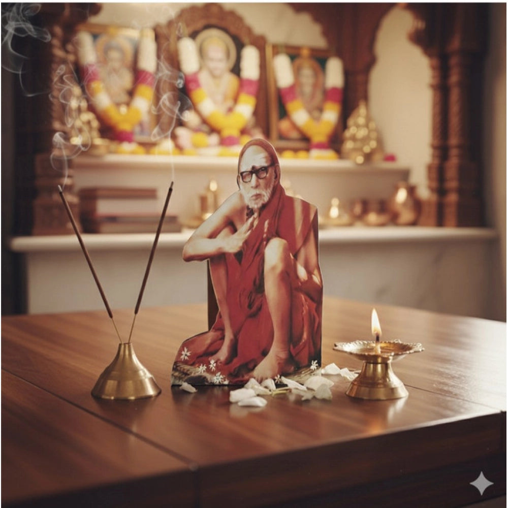 Wooden Kanchi Sri Sankaracharya Maha Periyava Table Top Devotional
