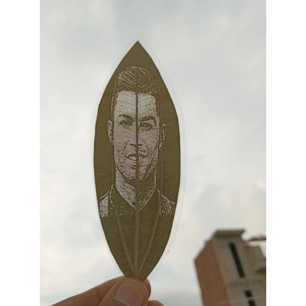 Custom Engraved Leaf Art – Football Icon Portrait On