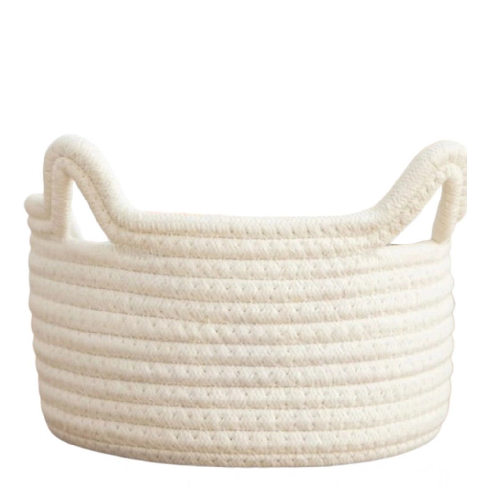 Cotton Pack Of_1 Cat Basket 8X4 Inch Storage Basket — White