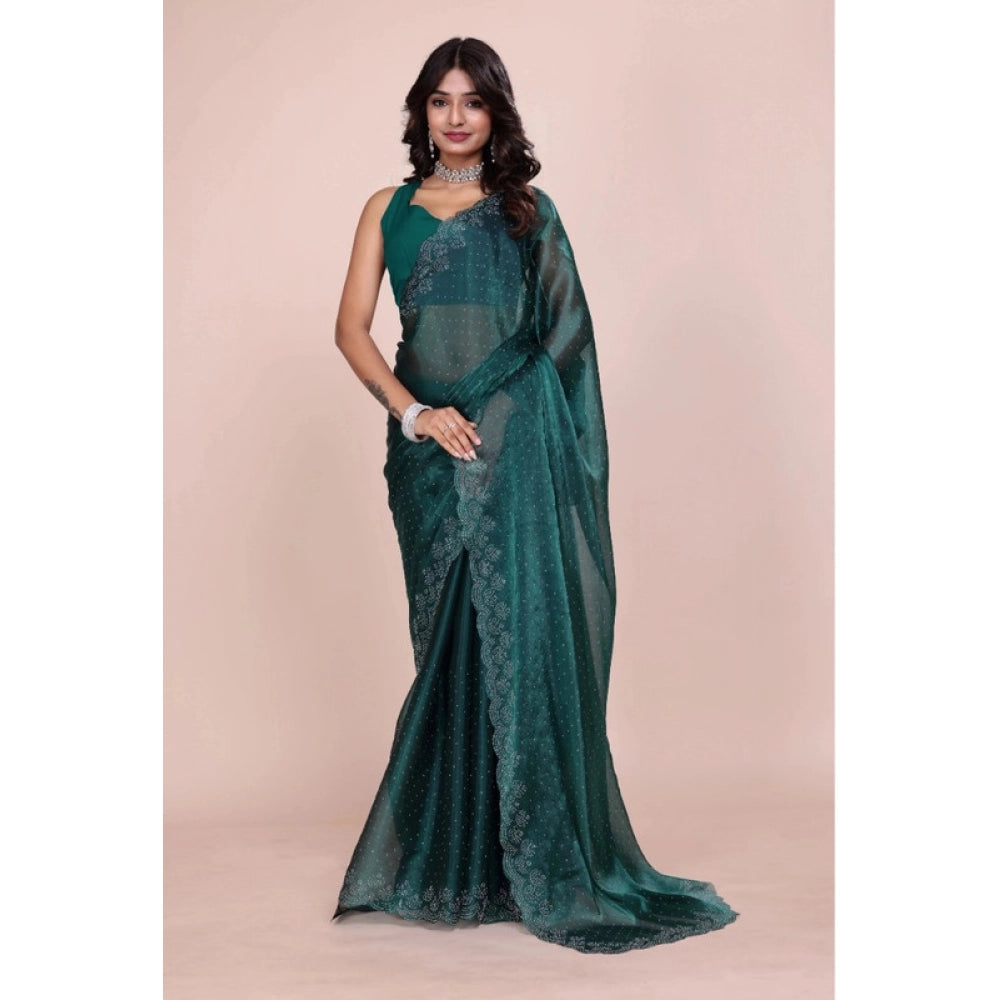 Women's Jimmy Choo Embellished Bollywood Saree — Green · _Grn