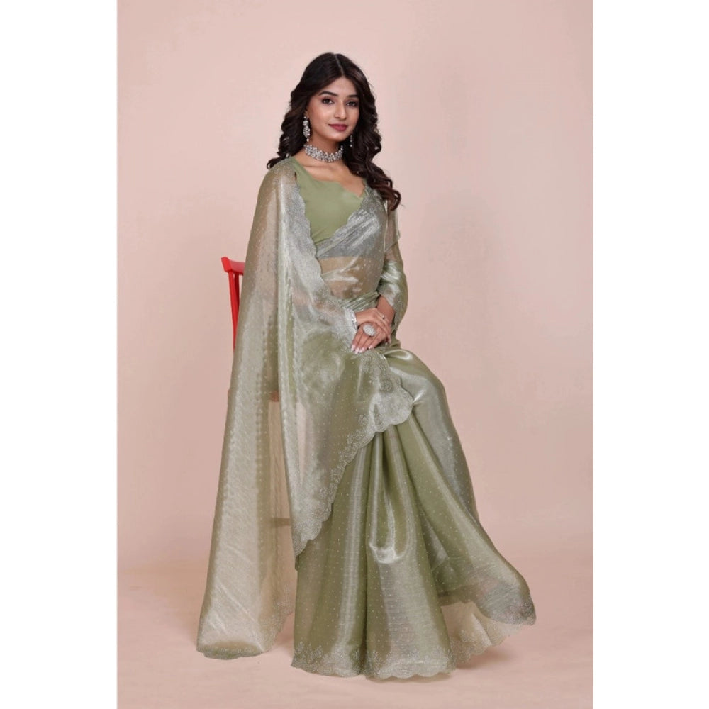 Women's Jimmy Choo Embellished Bollywood Saree — Light Green · tGrn