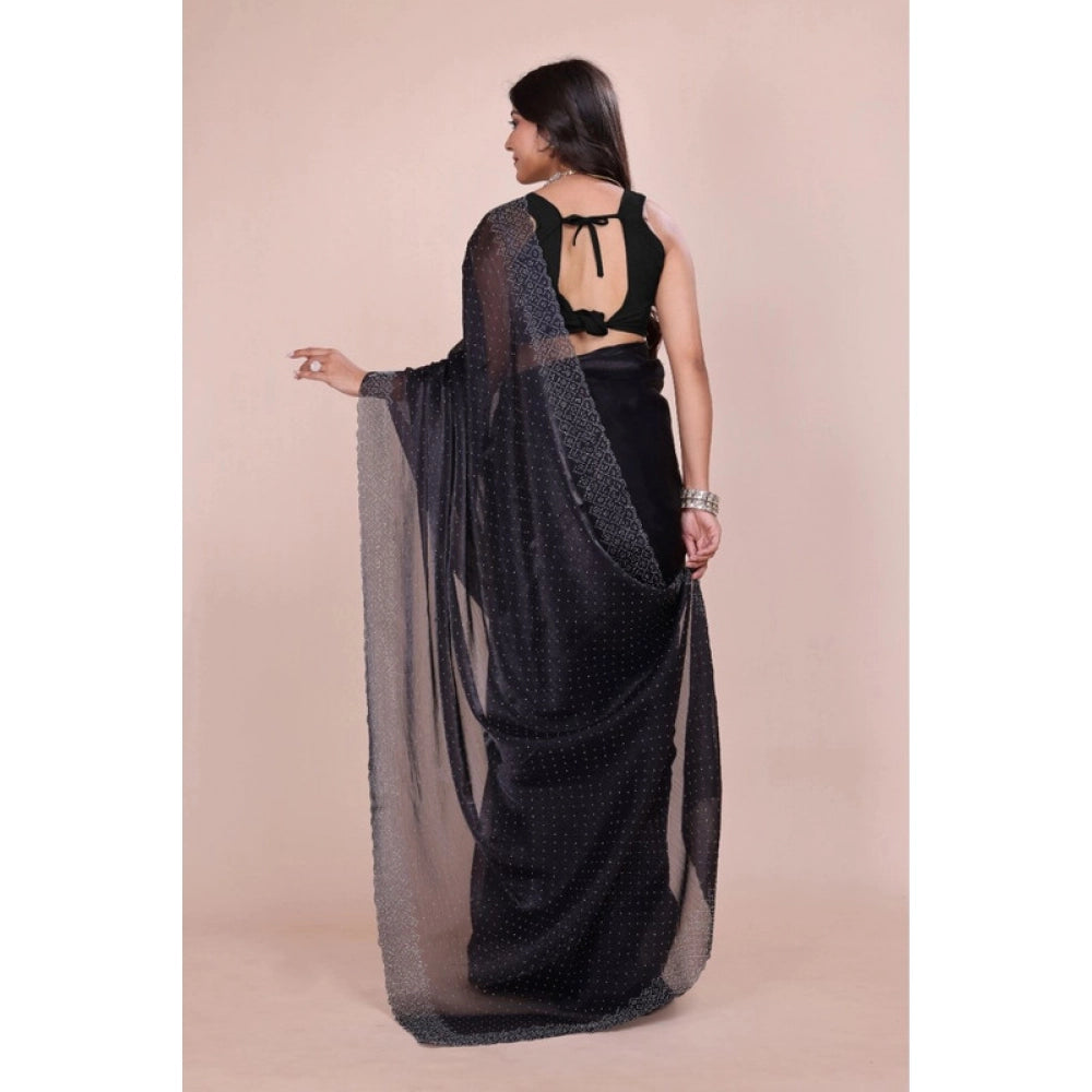 Women's Jimmy Choo Embellished Bollywood Saree — Black · _Blk