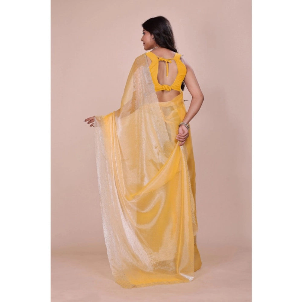 Women's Jimmy Choo Embellished Bollywood Saree — Yellow