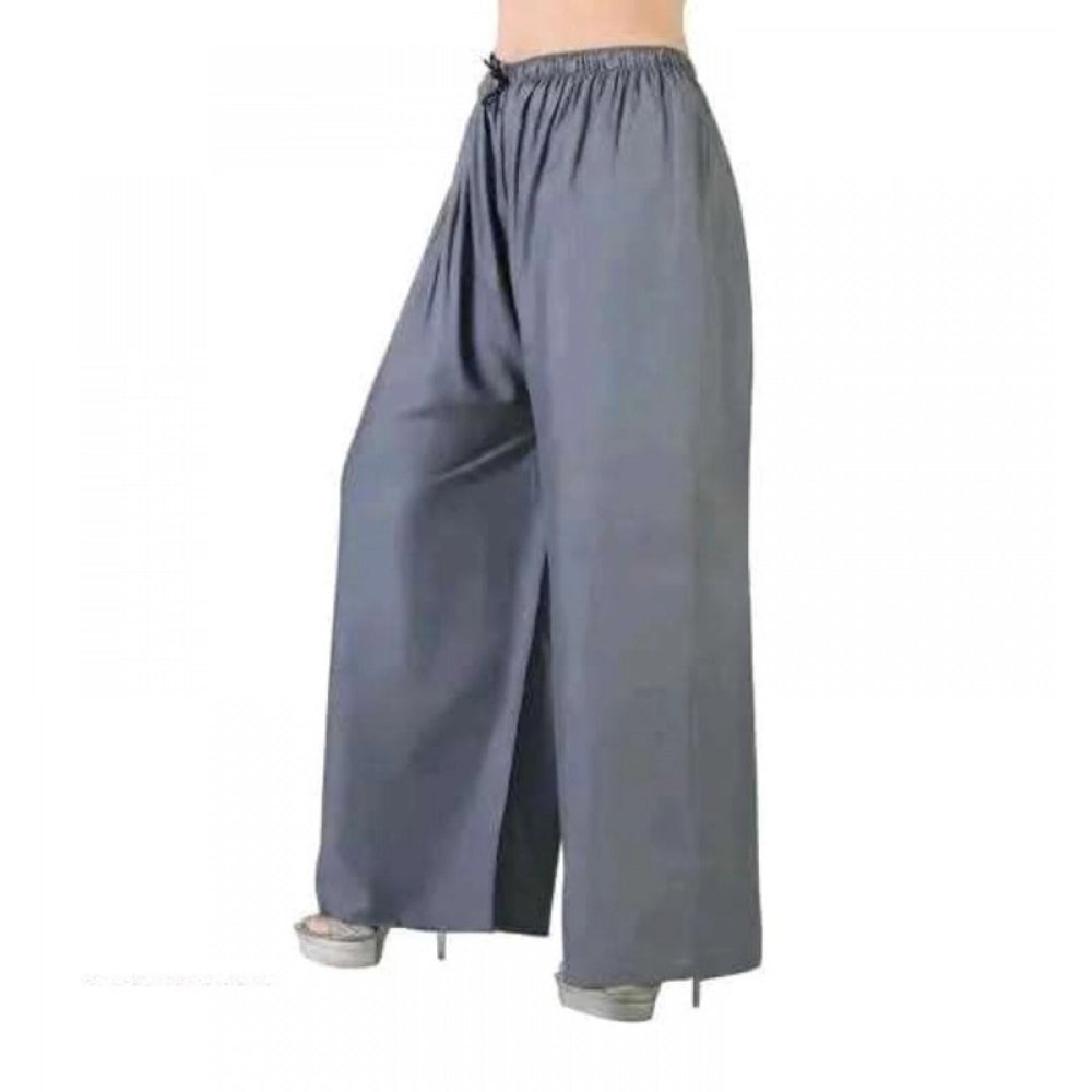 Women's Casual Rayon Solid Ankle Length Palazzo — Grey