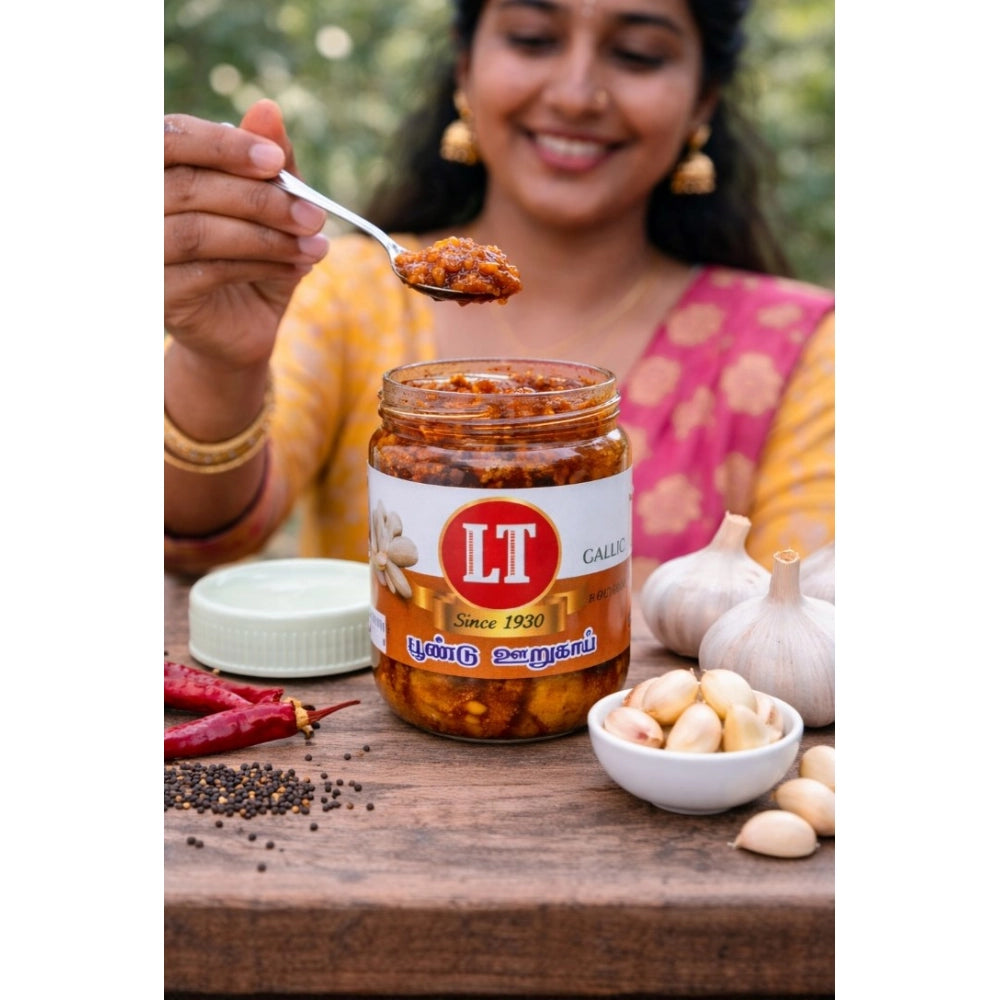 Pack Of_3 300G Lt Garlic Pickle Traditional Digestive Side — Red