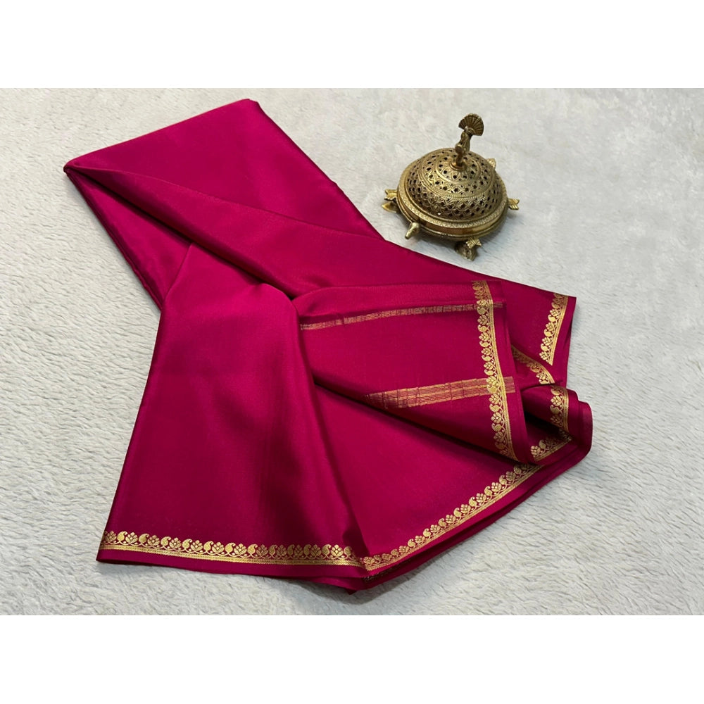 Women's Crepe Chit Pallu Solid Saree — Pink · 1031