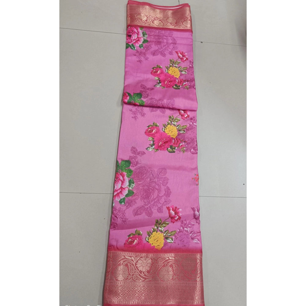 Women's Digital Dolla Silk Printed Saree — Pink · 1071