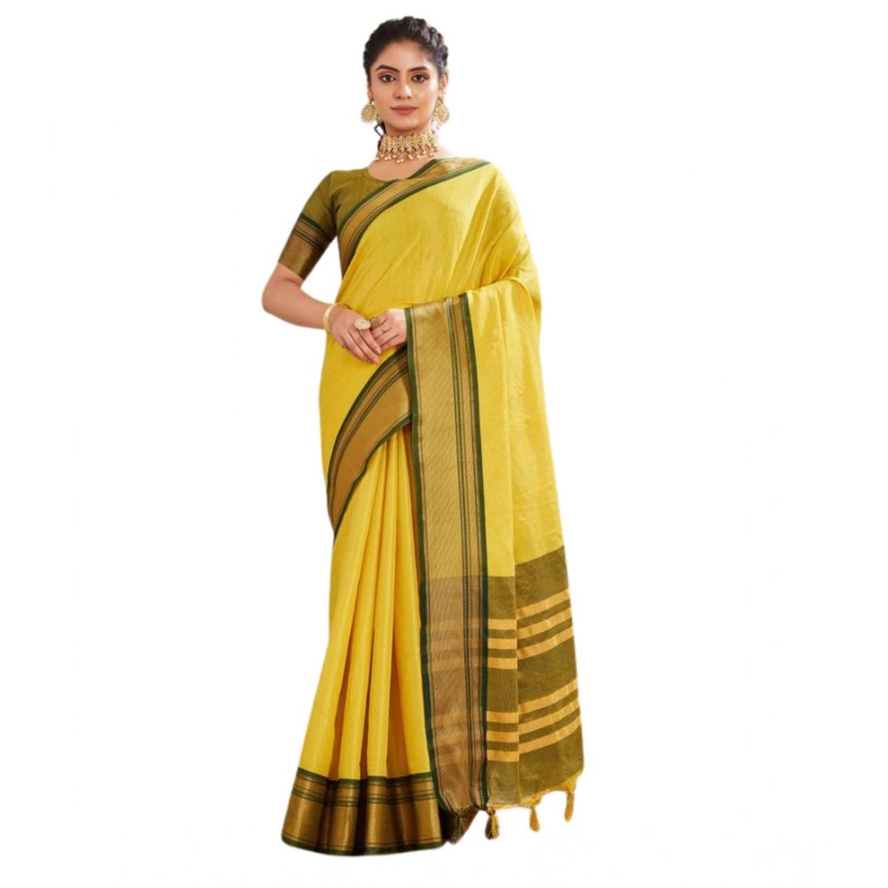 Women's Silk Blended Jaquard Woven Saree — Yellow
