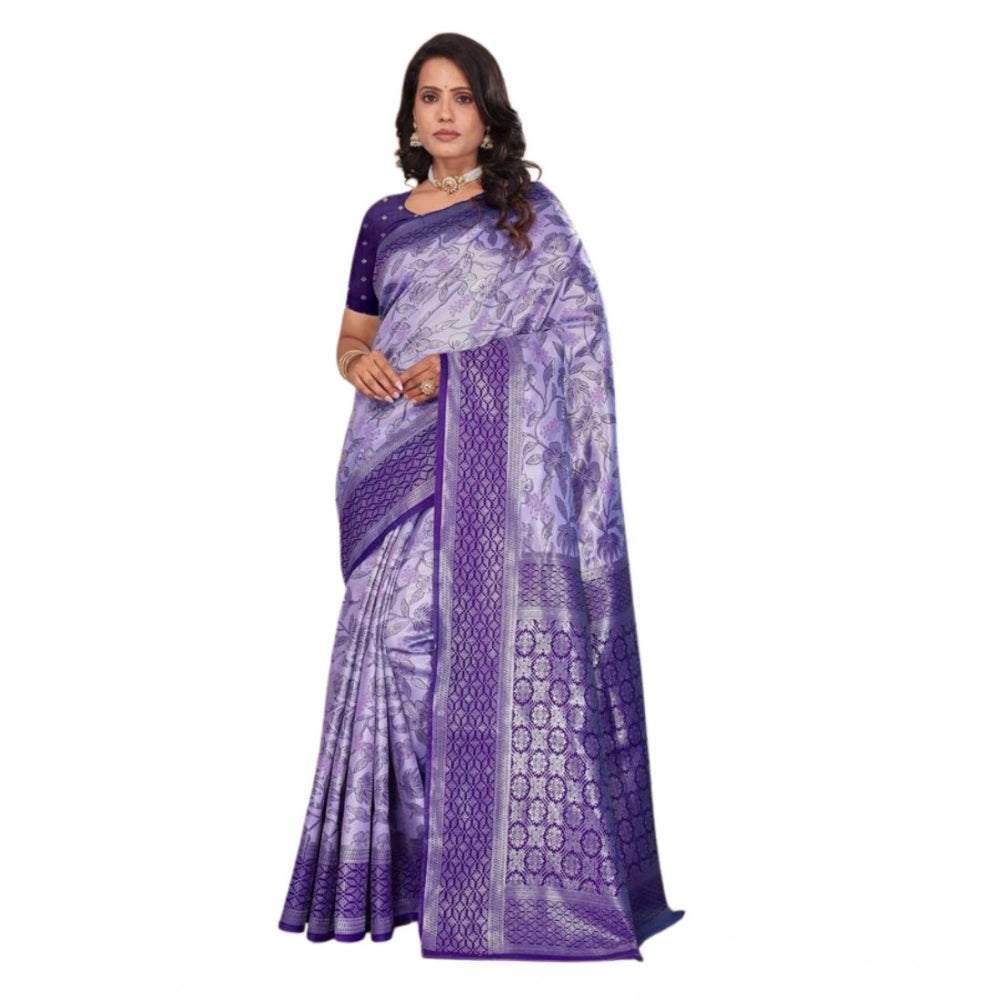 Women's Banarasi Silk Jaquard Woven Saree — Purple